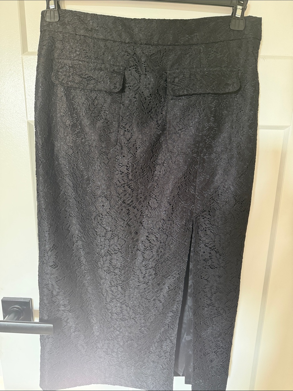 J. Crew Black Lace Pencil Skirt with Front Slit